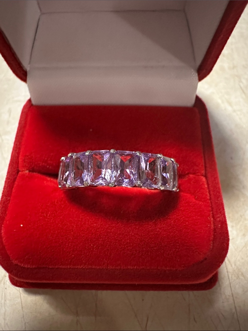Lavender Crystal Five-Stone Band Ring by